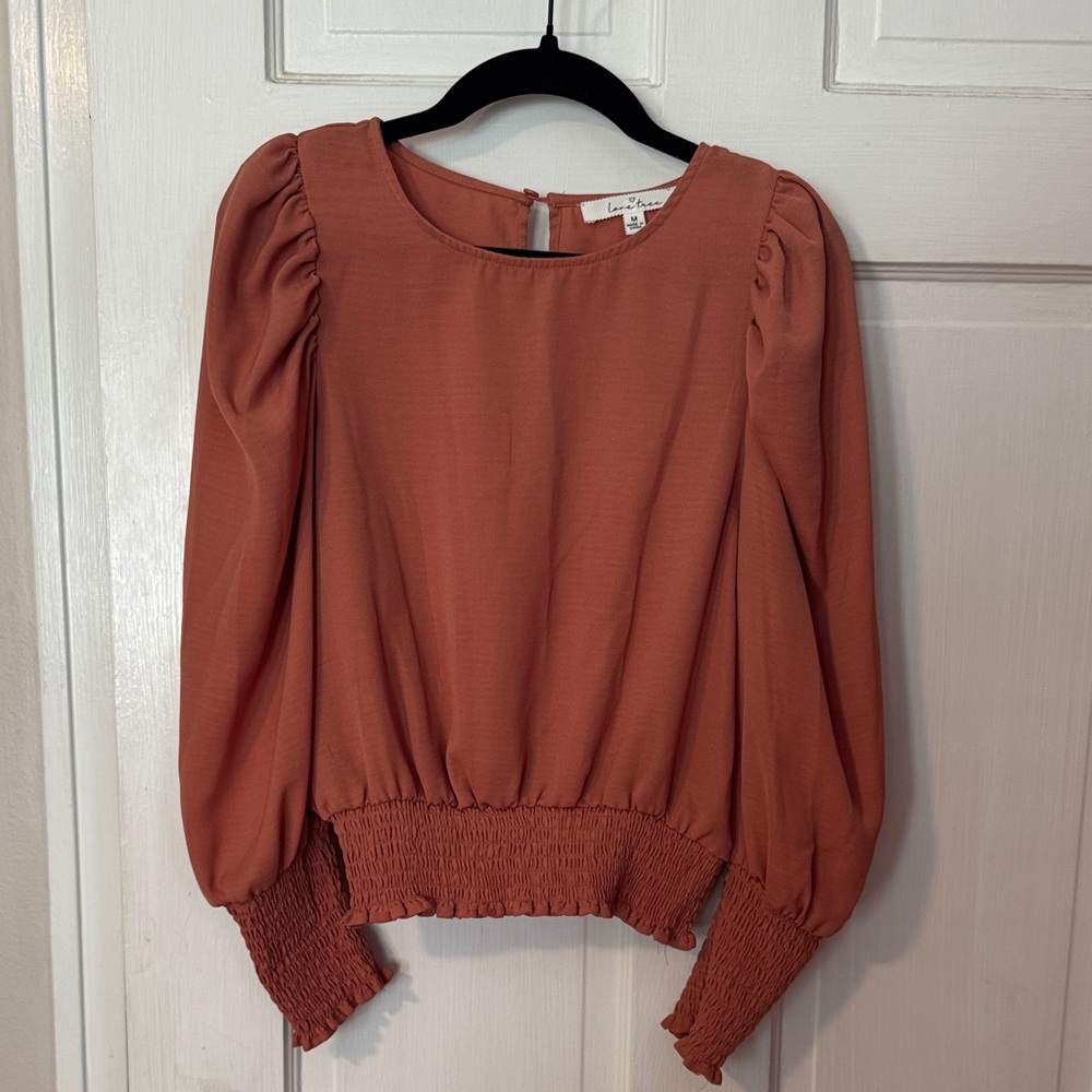 Love Tree Long Sleeve Coral Blouse Size Medium 100% polyester
